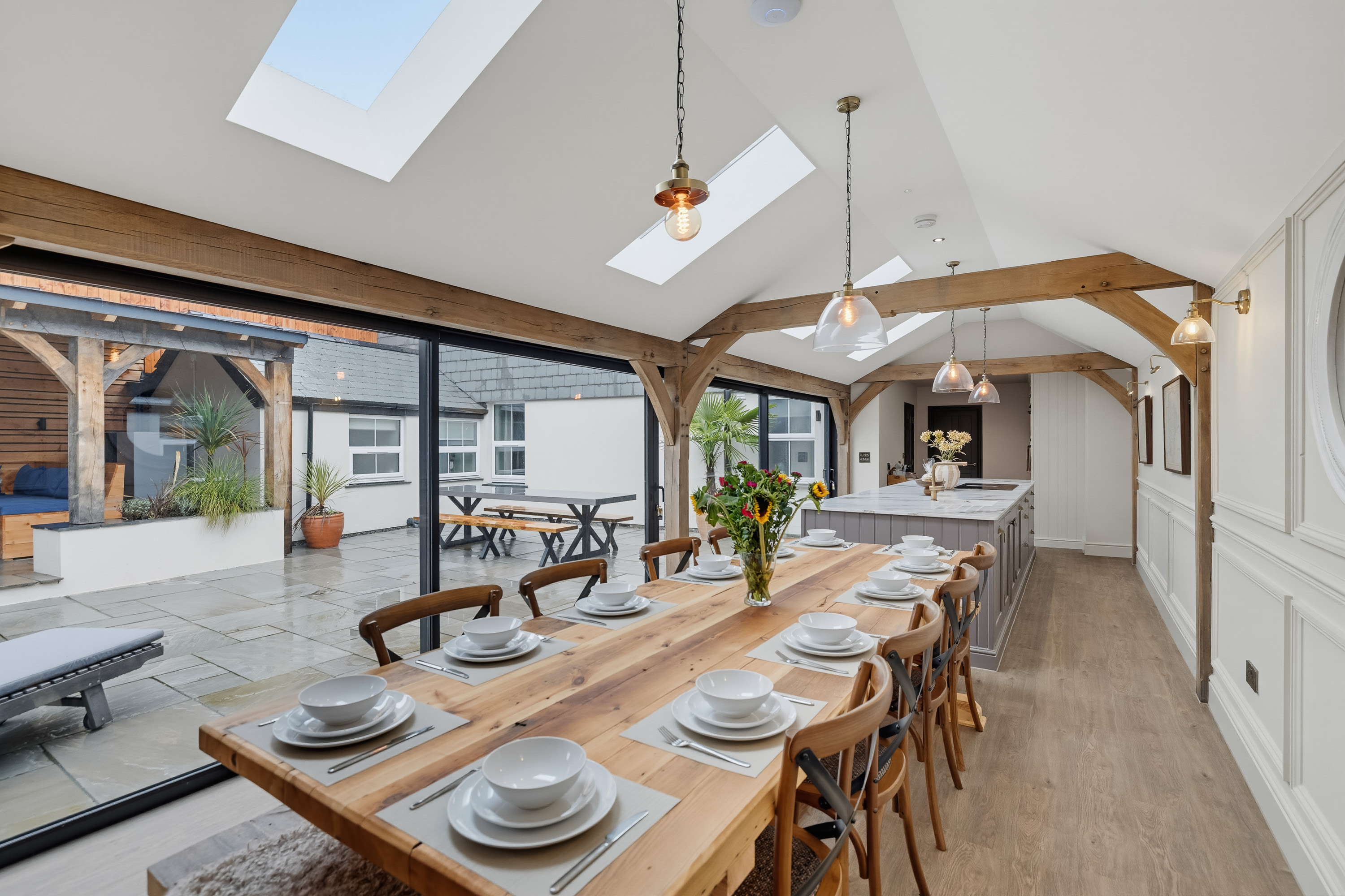 Holiday cottage dining room prepared for guests and photographed professionally